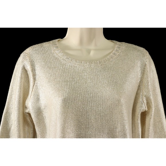 Charming Charlie Womens Rock Chic Sweater M Medium Metallic Silver Pullover NEW - Picture 2 of 9